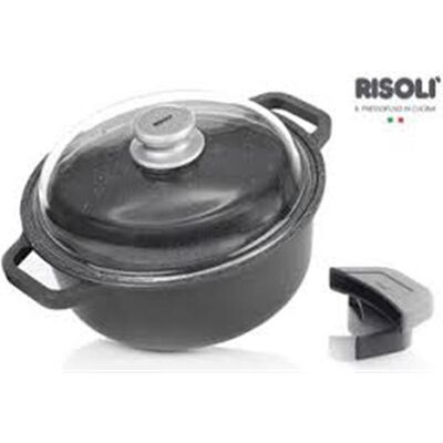 Risoli Casseruola Granito Hard Stone ad induzione in alluminio pressofuso con coperchio e due maniglie, diam. 24cm Risoli Casseruola Granito Hard Stone ad induzione in alluminio pressofuso con coperchio e due maniglie, diam. 24cm