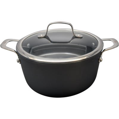 Ballarini Casseruola alta in alluminio antiaderente PFAS Free per induzione con maniglie e coperchio linea Alba, diam. 24cm Ballarini Casseruola alta in alluminio antiaderente PFAS Free per induzione con maniglie e coperchio linea Alba, diam. 24cm