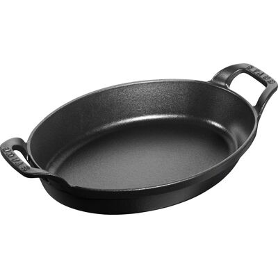 Rostiera ovale in ghisa per induzione colore nero con maniglie di Staub, diam.24cm Rostiera ovale in ghisa per induzione colore nero con maniglie di Staub, diam.24cm