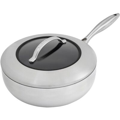 Scanpan Padella fonda serie CTX in Alu-inox per induzione con manico e coperchio in acciaio inox, diam. 26cm Scanpan Padella fonda serie CTX in Alu-inox per induzione con manico e coperchio in acciaio inox, diam. 26cm