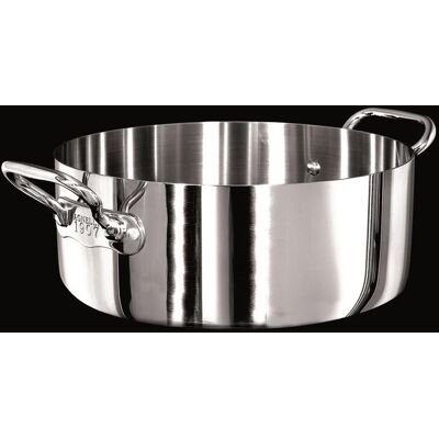 Pentole Agnelli Casseruola Bassa Alu-inox 1907 3ply lucido, per induzione con due maniglie, diam. 24cm Pentole Agnelli Casseruola Bassa Alu-inox 1907 3ply lucido, per induzione con due maniglie, diam. 24cm