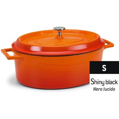 Pentola ovale in ghisa smaltata Agnelli con coperchio e maniglie - Cucinare e Servire Pentola ovale in ghisa smaltata Agnelli con coperchio e maniglie - Cucinare e Servire