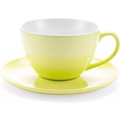 TouchMel - Emporio Zani Tazze con piattino in melamina, Linea Jumbo Mug, giallo, dim. 12,5x8cm - 6 pezzi TouchMel - Emporio Zani Tazze con piattino in melamina, Linea Jumbo Mug, giallo, dim. 12,5x8cm - 6 pezzi