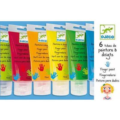Djeco Colori per le dita - 6 tubi - Multicolore - Kit artistico Djeco Colori per le dita - 6 tubi - Multicolore - Kit artistico