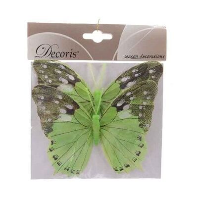 Kaemingk - 2 Farfalle Verdi Decorazione 10 cm (890592) Kaemingk - 2 Farfalle Verdi Decorazione 10 cm (890592)