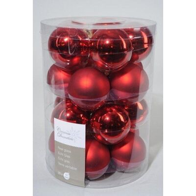 Kaemingk - Baubles Glass Shiny,Matt Mix Christmas Red Kaemingk - Baubles Glass Shiny,Matt Mix Christmas Red