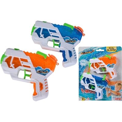 Set di 2 Pistole ad Acqua Waterzone Dual Blaster - 4m Portata, 75ml Serbatoio - Per Bambini 3+ - Simba Set di 2 Pistole ad Acqua Waterzone Dual Blaster - 4m Portata, 75ml Serbatoio - Per Bambini 3+ - Simba