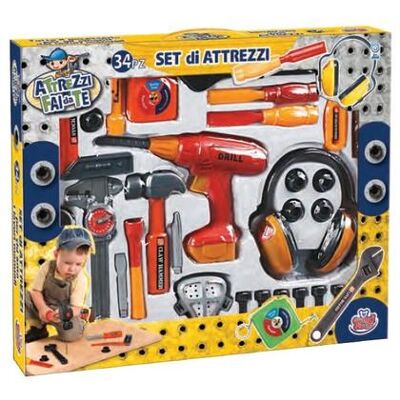 Grandi Giochi - Set Attrezzi 35 pezzi con trapano - Set di attrezzi giocattolo Grandi Giochi - Set Attrezzi 35 pezzi con trapano - Set di attrezzi giocattolo
