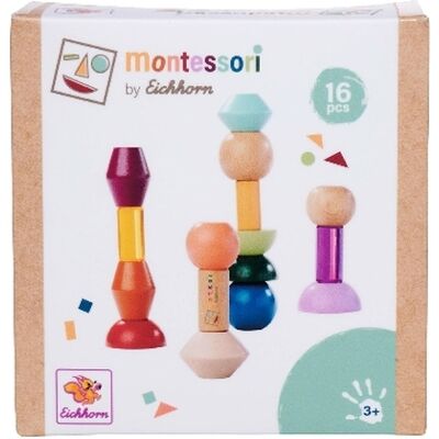Eichhorn EH Montessori Perline Impilabili - Giocattolo in Legno Eichhorn EH Montessori Perline Impilabili - Giocattolo in Legno