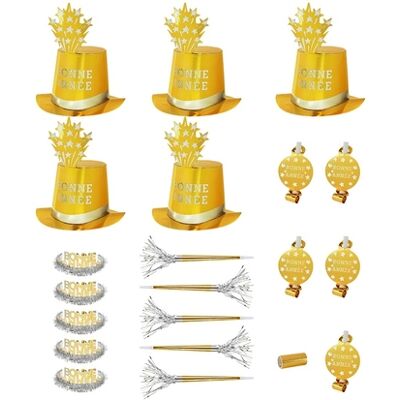 Widmann - Party Kit Bonne Année Oro per 10persone (5 cilindri, 5 coro Widmann - Party Kit Bonne Année Oro per 10persone (5 cilindri, 5 coro