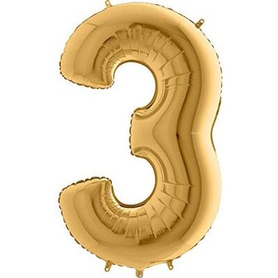 Ciao - Palloncino Mylar 40 (100cm) Numero 3 Gold (Oro) Ciao - Palloncino Mylar 40 (100cm) Numero 3 Gold (Oro)