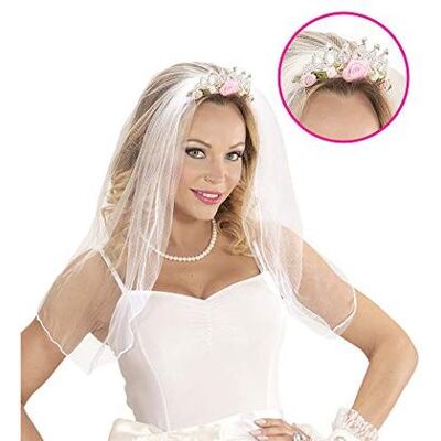 Modello Widmann - Diadema da sposa con velo e rose - Accessorio elegante per matrimoni Modello Widmann - Diadema da sposa con velo e rose - Accessorio elegante per matrimoni