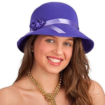 Carnival Toys - Cappello Viola Anni 20 con rosa (06128) Carnival Toys - Cappello Viola Anni 20 con rosa (06128)