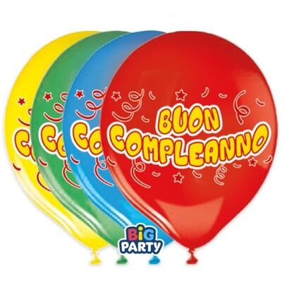 Big Party - Confezione 8 Palloncini Lattice 12" Buon Compleanno Assort Big Party - Confezione 8 Palloncini Lattice 12" Buon Compleanno Assort