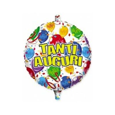 Big Party - Palloncino Mylar Tondo Cm.45 Tanti Auguri Happy Balloon Big Party - Palloncino Mylar Tondo Cm.45 Tanti Auguri Happy Balloon
