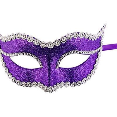 Carnival Toys - Maschera In Plastica conGlitter Viola E Strass Carnival Toys - Maschera In Plastica conGlitter Viola E Strass