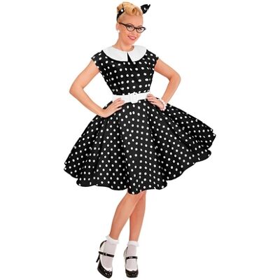 Costume rock'n'roll anni 50 Widmann Nero - Vestito con petticoat, cintura, fascia per capelli - S Costume rock'n'roll anni 50 Widmann Nero - Vestito con petticoat, cintura, fascia per capelli - S