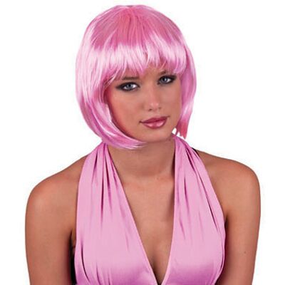 Parrucca Rosa Bob con Frangia - Parrucca Parrucca Rosa Bob con Frangia - Parrucca