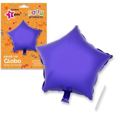 Juinsa - Mylar (Poliammide) Stella Palloncino Viola +Asta 49 X 46 Cm Juinsa - Mylar (Poliammide) Stella Palloncino Viola +Asta 49 X 46 Cm