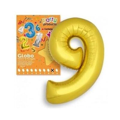 Juinsa - Mylar Palloncino Numero 9 Oro 115 X 83 cm - Oro - 115x83 cm - Balloon Juinsa - Mylar Palloncino Numero 9 Oro 115 X 83 cm - Oro - 115x83 cm - Balloon
