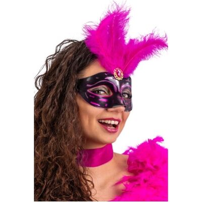 Carnival Toys - Maschera Plastica Con Piume Fucsia E Gemma Carnival Toys - Maschera Plastica Con Piume Fucsia E Gemma