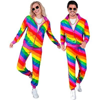 Tuta moda anni '70 con righe arcobaleno - Adulto Tuta moda anni '70 con righe arcobaleno - Adulto