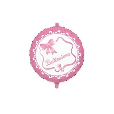 Big Party Palloncino Mylar Tondo 45 cm Battesimo Rosa - Palloncino Big Party Palloncino Mylar Tondo 45 cm Battesimo Rosa - Palloncino