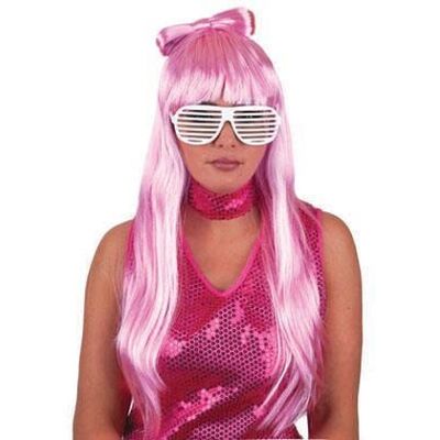 Funny Fashion Peruca Lunga Rosa con Fiocco nei Capelli - Peruca Funny Fashion Peruca Lunga Rosa con Fiocco nei Capelli - Peruca