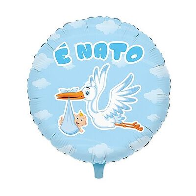 Big Party - Palloncino Mylar Tondo 45 cm Cicogna Nuvola Celeste Big Party - Palloncino Mylar Tondo 45 cm Cicogna Nuvola Celeste