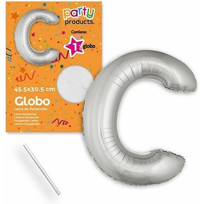 Juinsa - Palloncino Lettera C Argento 45,50 X 30,50 cm Juinsa - Palloncino Lettera C Argento 45,50 X 30,50 cm