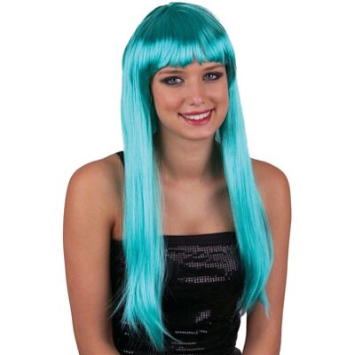 Parrucca Azzurra Lunga con Frangia - Parrucca Parrucca Azzurra Lunga con Frangia - Parrucca