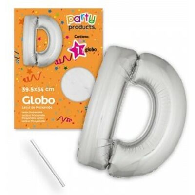 Juinsa - Palloncino Lettera D Argento 39,50 X 34 cm Juinsa - Palloncino Lettera D Argento 39,50 X 34 cm