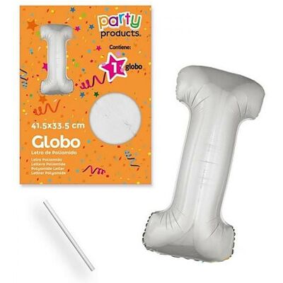 Juinsa - Palloncino Lettera I Argento 41,50 X 21,50 cm Juinsa - Palloncino Lettera I Argento 41,50 X 21,50 cm