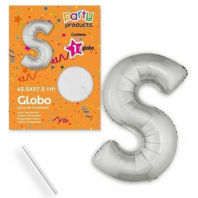 Juinsa - Palloncino Lettera S Argento 45,50 X 27,50 cm Juinsa - Palloncino Lettera S Argento 45,50 X 27,50 cm