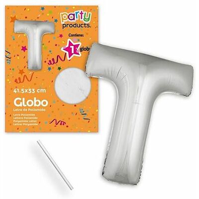 Juinsa - Palloncino Lettera T Argento 41,50 X 33 cm Juinsa - Palloncino Lettera T Argento 41,50 X 33 cm