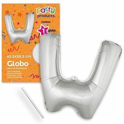 Juinsa - Palloncino Lettera W Argento 45,50 X 35,50 cm Juinsa - Palloncino Lettera W Argento 45,50 X 35,50 cm