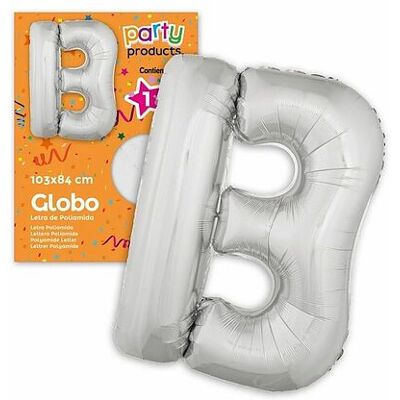 Juinsa - Lettera B Argento 103x84 cm - Argento - Balloon Juinsa - Lettera B Argento 103x84 cm - Argento - Balloon