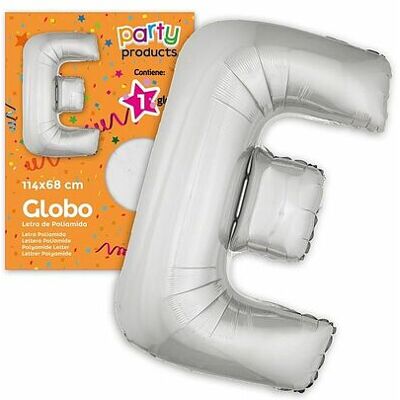 Juinsa - Palloncino Lettera E Argento 114 X 68 cm Juinsa - Palloncino Lettera E Argento 114 X 68 cm