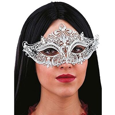 Maschera gotica in metallo argento Carnival Toys con perle Maschera gotica in metallo argento Carnival Toys con perle