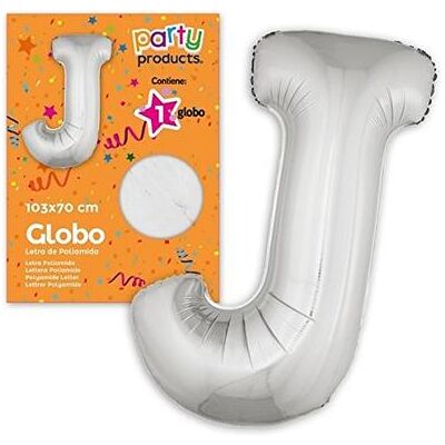 Juinsa - Palloncino Lettera J Argento 103 X 70 cm Juinsa - Palloncino Lettera J Argento 103 X 70 cm