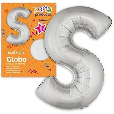 Juinsa - Palloncino Lettera S Argento 114 X 63 cm Juinsa - Palloncino Lettera S Argento 114 X 63 cm