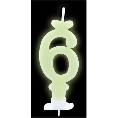 Big Party - Candelina Numero 6 Di Cera Glow Big Party - Candelina Numero 6 Di Cera Glow