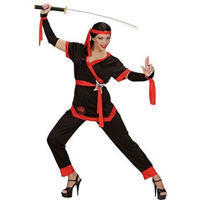 Costume Ninja Girl Widmann XS - Ninja, Nero, Rosso, Motivo Asiatico Costume Ninja Girl Widmann XS - Ninja, Nero, Rosso, Motivo Asiatico