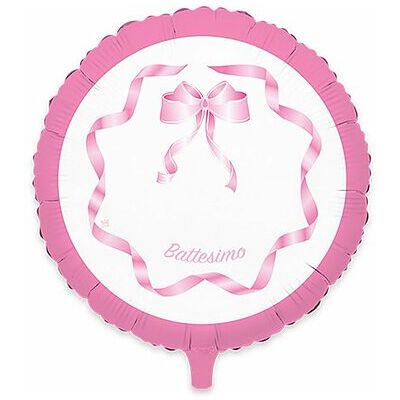 Big Party - Palloncino Mylar Tondo Cm.60 Battesimo Rosa (24) Big Party - Palloncino Mylar Tondo Cm.60 Battesimo Rosa (24)