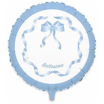 Big Party - Palloncino Mylar Tondo Cm.60 Battesimo Celeste (24) Big Party - Palloncino Mylar Tondo Cm.60 Battesimo Celeste (24)