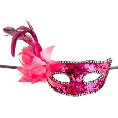 Carnival Toys - Maschera In Plastica Con Paillettes Fucsia Fiore E Piu Carnival Toys - Maschera In Plastica Con Paillettes Fucsia Fiore E Piu