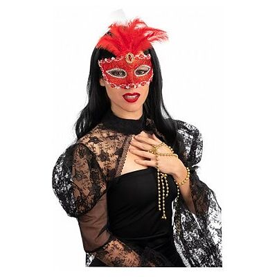 Carnival Toys - Maschera in plastica damascata rossa Carnival Toys - Maschera in plastica damascata rossa