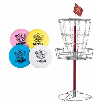 Set di Disc Golf Tutto-in-Uno Discmania Universale - Cesto + 4 Dischi Set di Disc Golf Tutto-in-Uno Discmania Universale - Cesto + 4 Dischi