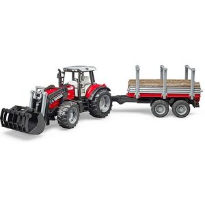 Bruder - Trattore Massey Ferguson con Forcella e rimorchio di Trasport Bruder - Trattore Massey Ferguson con Forcella e rimorchio di Trasport