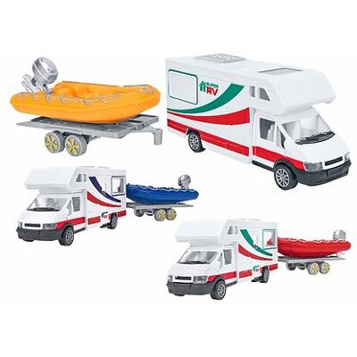 Globo - Camper Die Cast Retrocarica Con Gommone Ass.to (41007) Globo - Camper Die Cast Retrocarica Con Gommone Ass.to (41007)